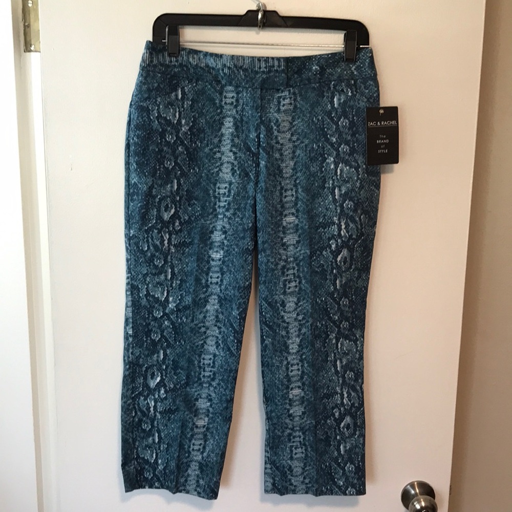 NEW ZAC & Rachel Teal Snakeskin Print Pant. 8‎